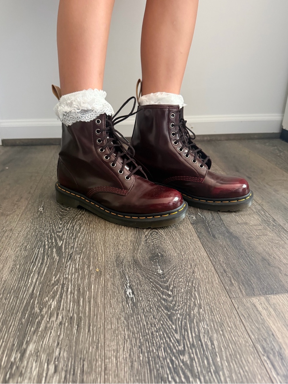 Dr. Martens Women's Burgundy Lace-Up Leather Boots - Picture 4 of 8